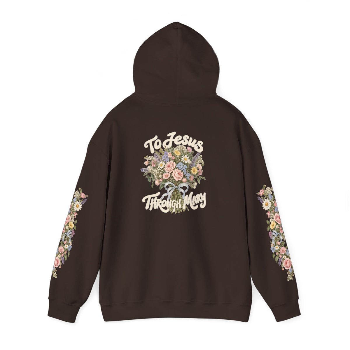 To Jesus Through Mary Floral Hoodie
