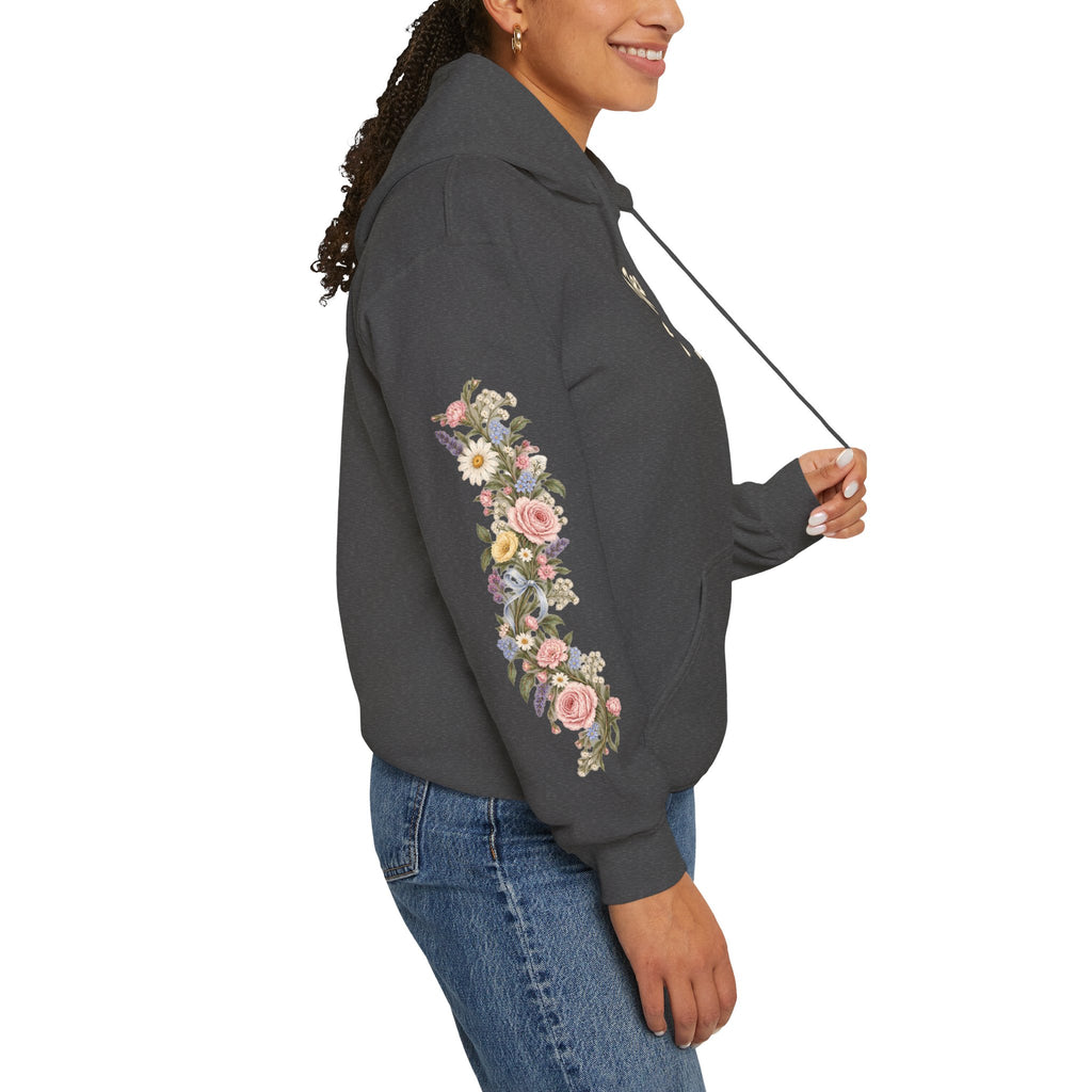 To Jesus Through Mary Floral Hoodie