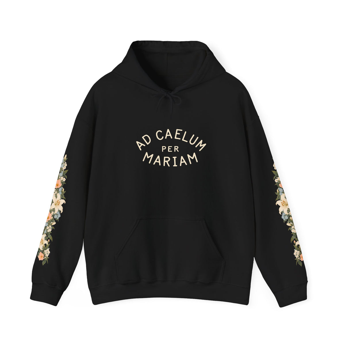 Ad Caelum Per Mariam Floral Hoodie