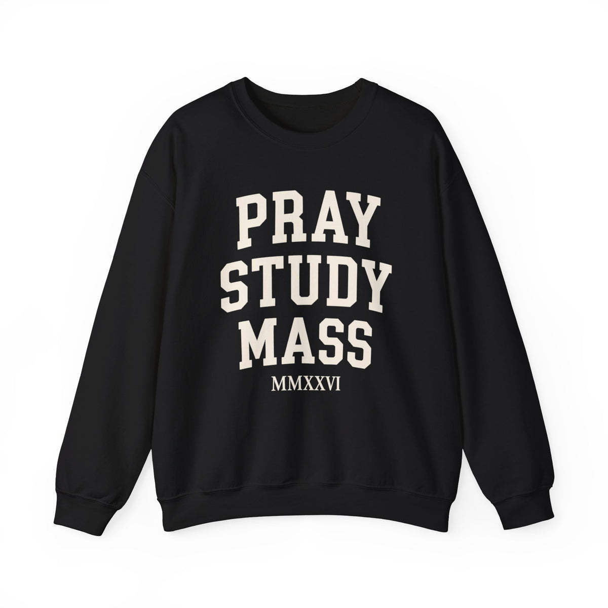 Pray • Study • Mass Collegiate Crewneck