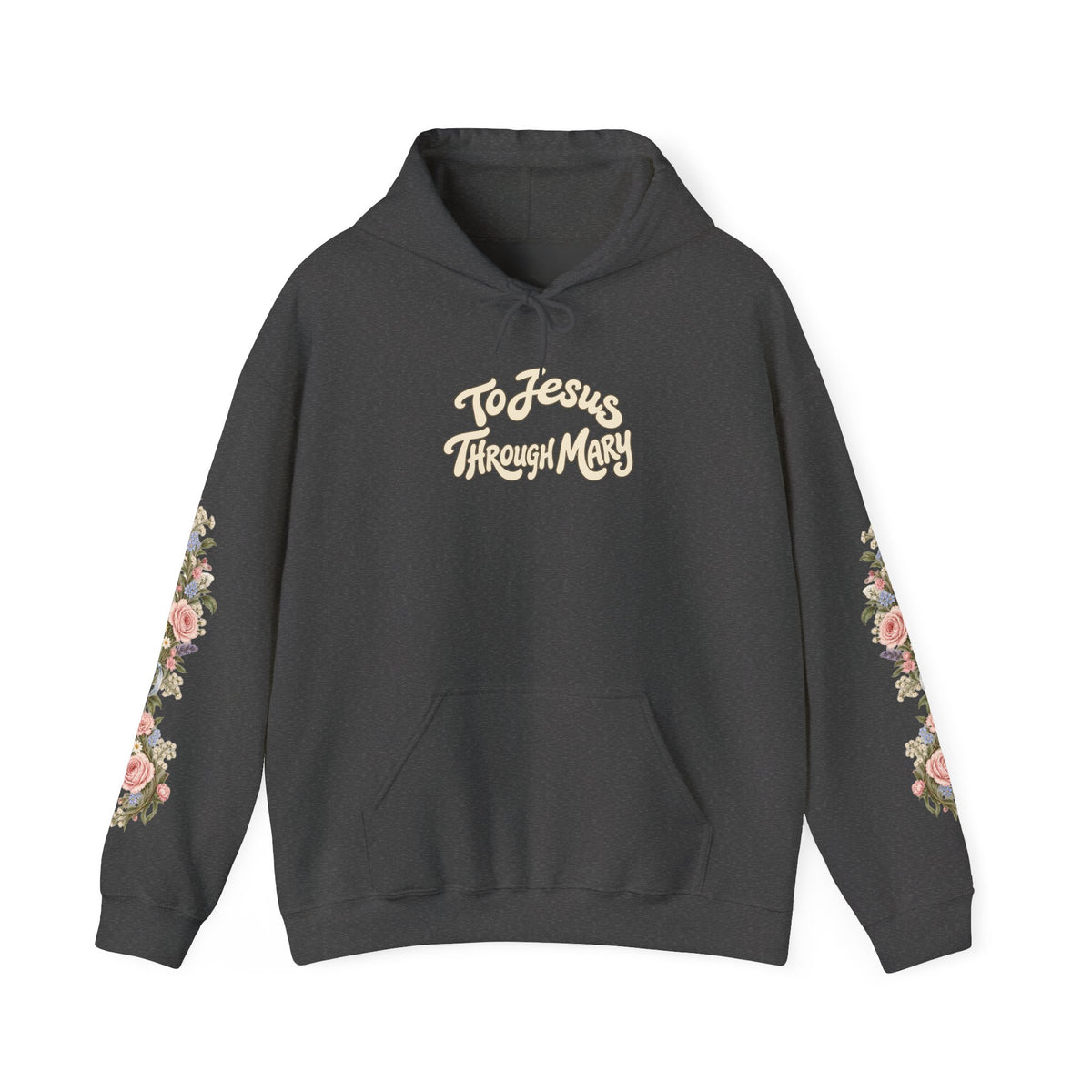 To Jesus Through Mary Floral Hoodie