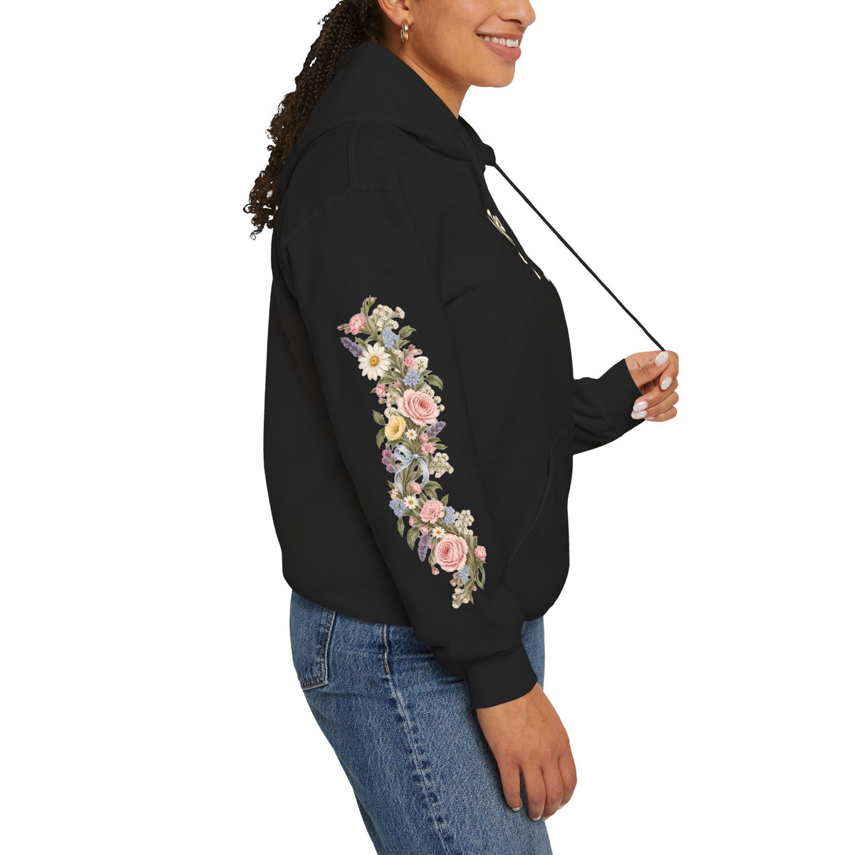 To Jesus Through Mary Floral Hoodie