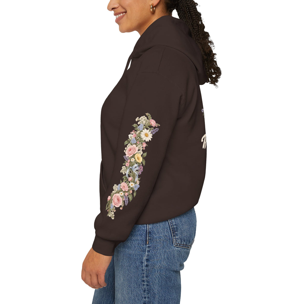 To Jesus Through Mary Floral Hoodie