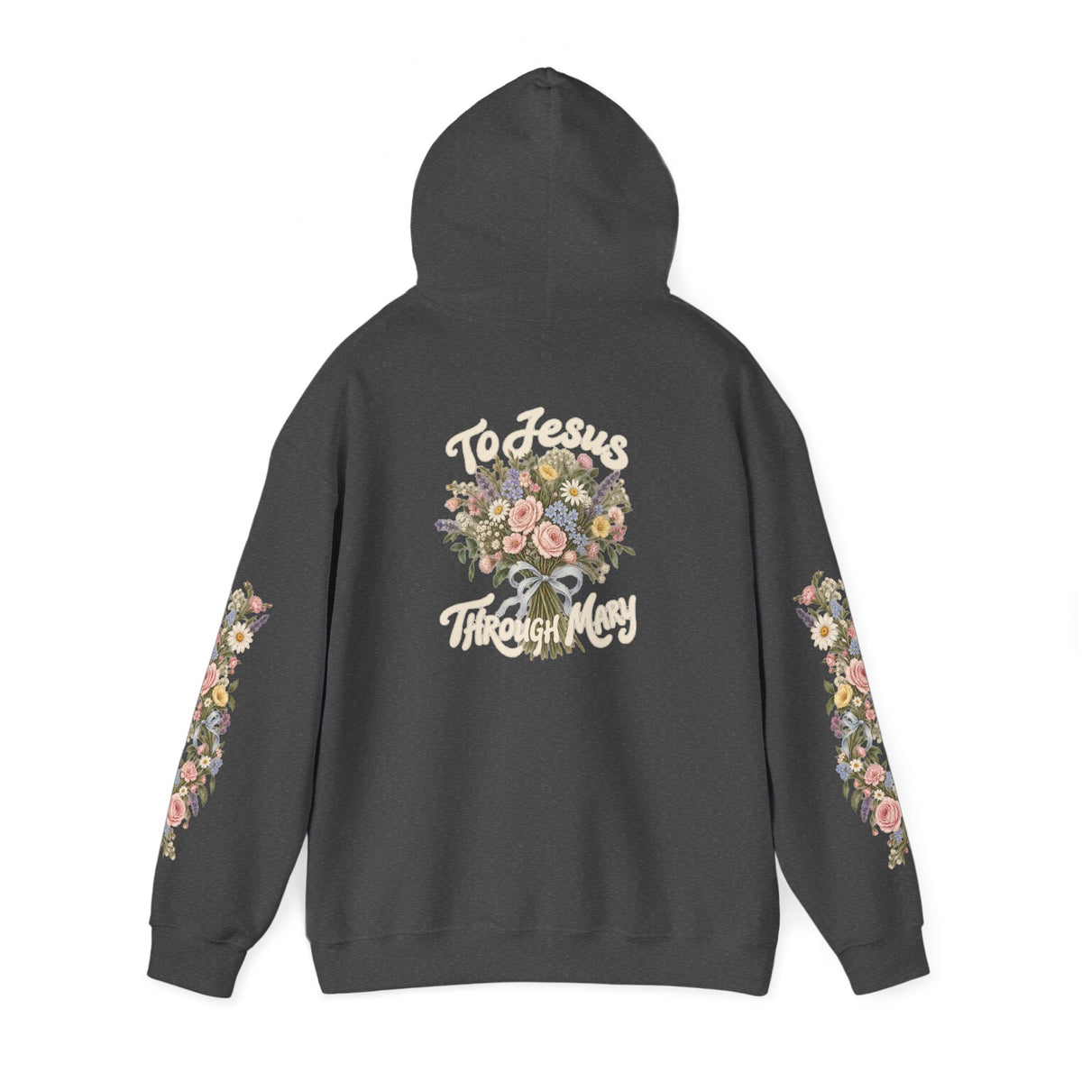 To Jesus Through Mary Floral Hoodie