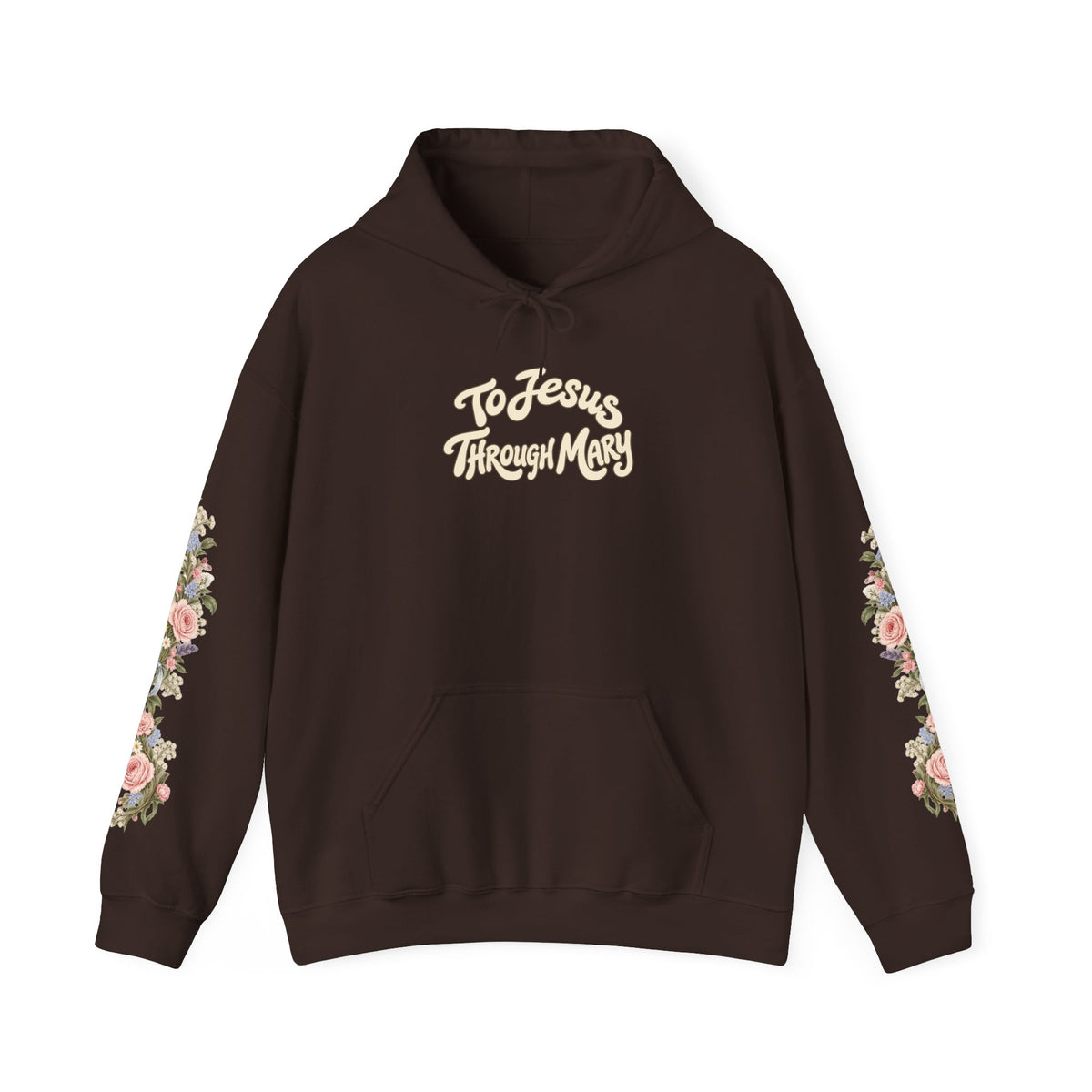 To Jesus Through Mary Floral Hoodie