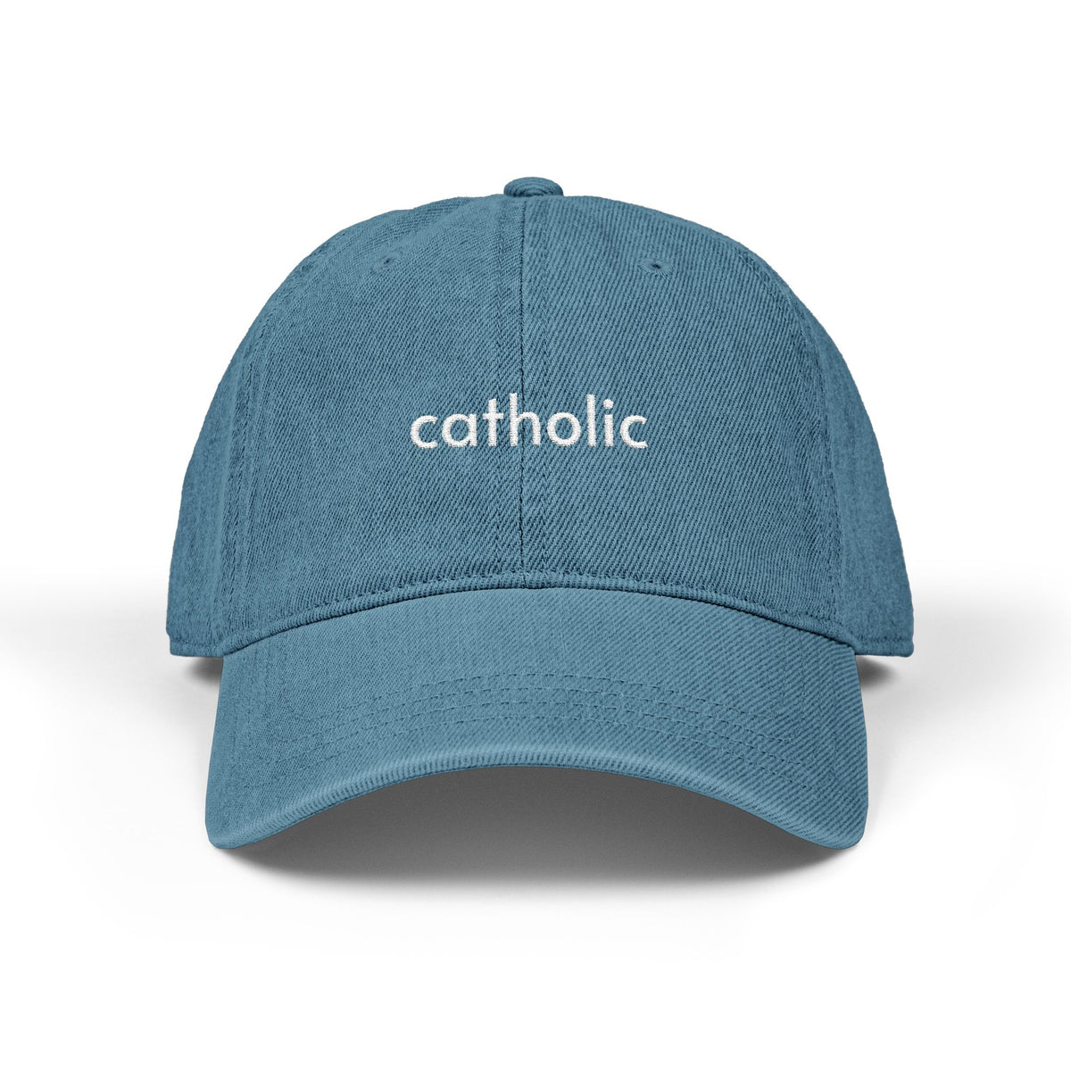 Catholic Embroidered Denim Hat