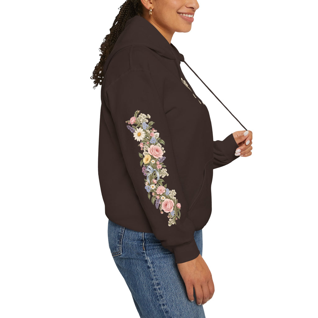 To Jesus Through Mary Floral Hoodie