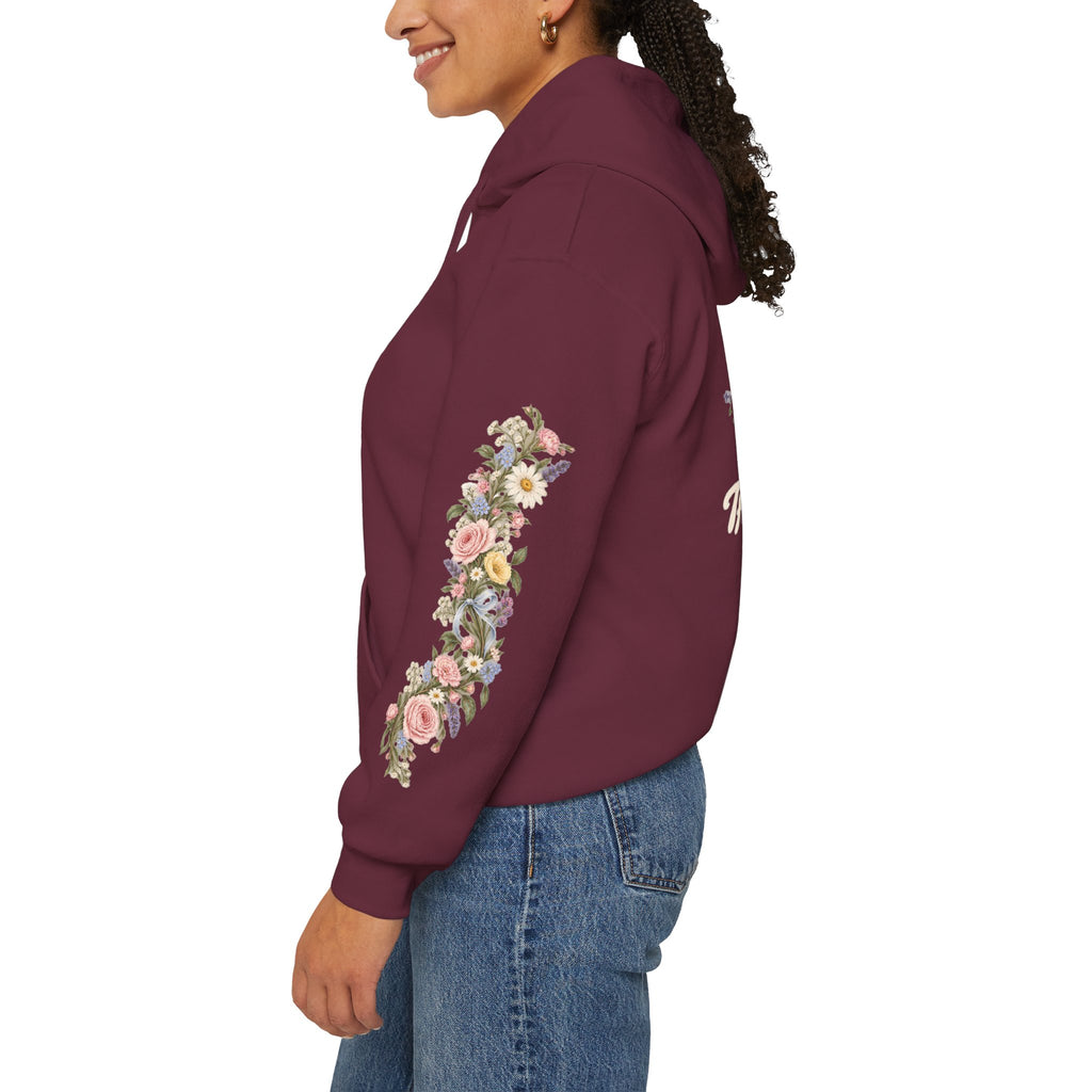 To Jesus Through Mary Floral Hoodie