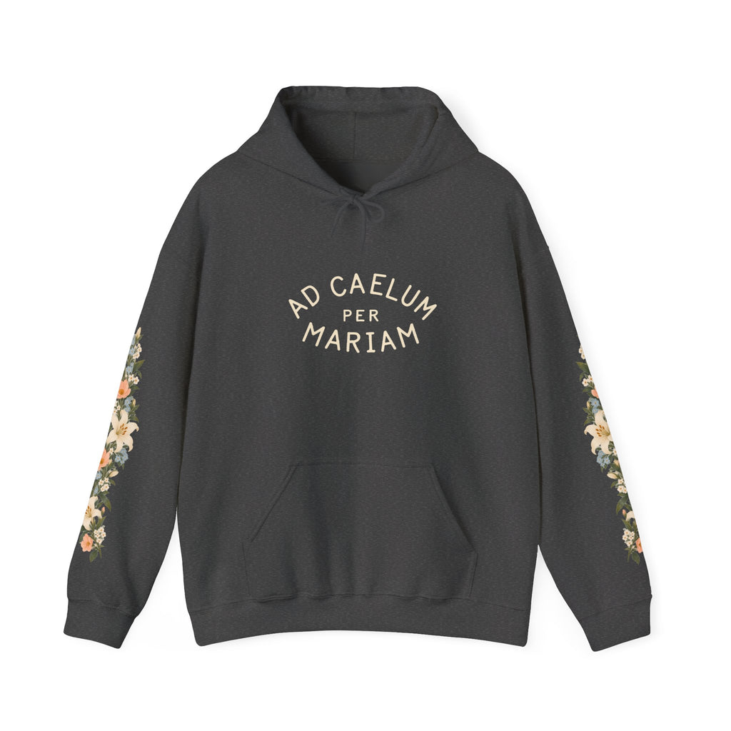Ad Caelum Per Mariam Floral Hoodie