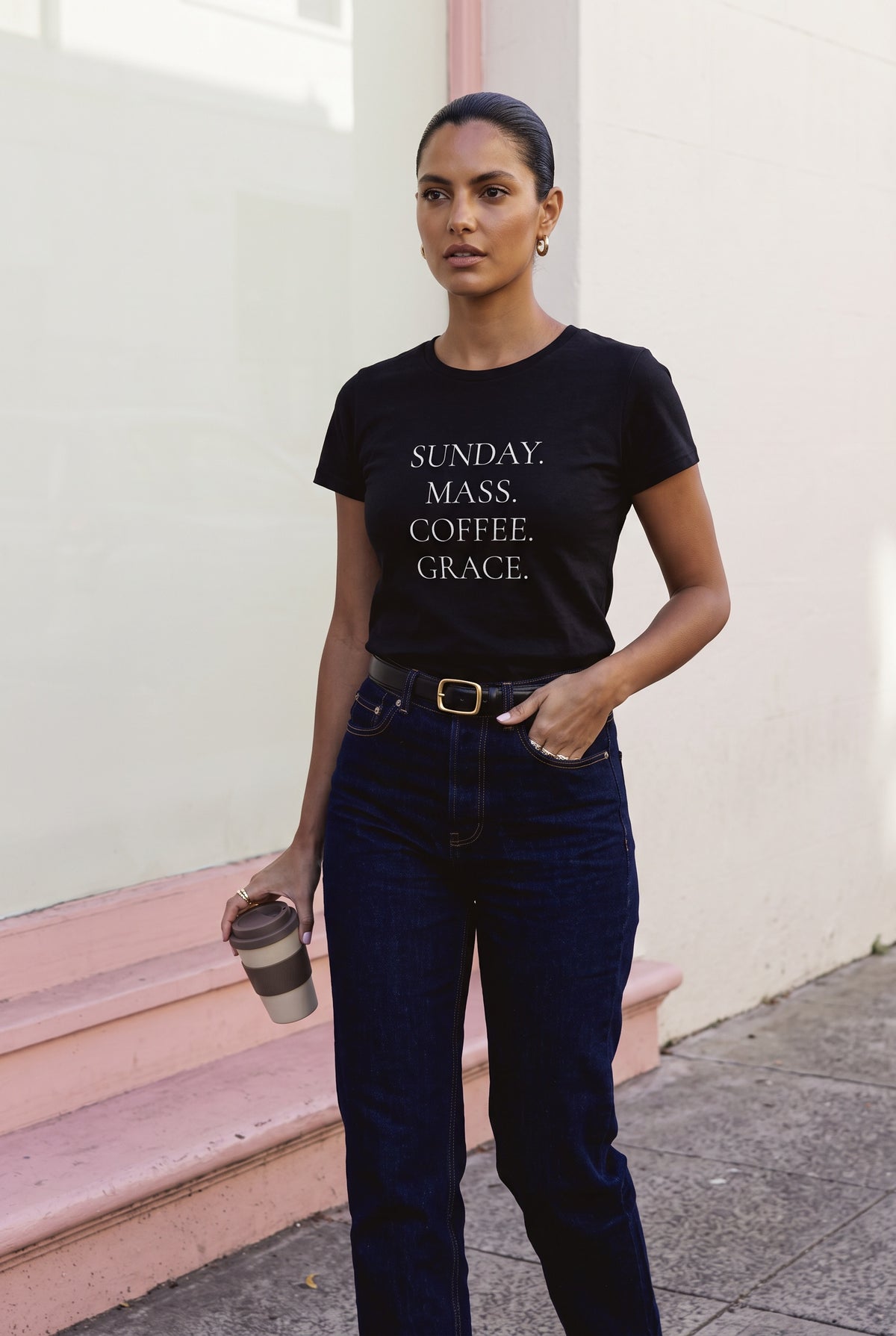 Sunday. Mass. Coffee. Grace. Shirt