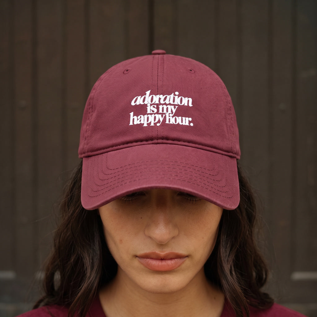Adoration Is My Happy Hour Embroidered Cap