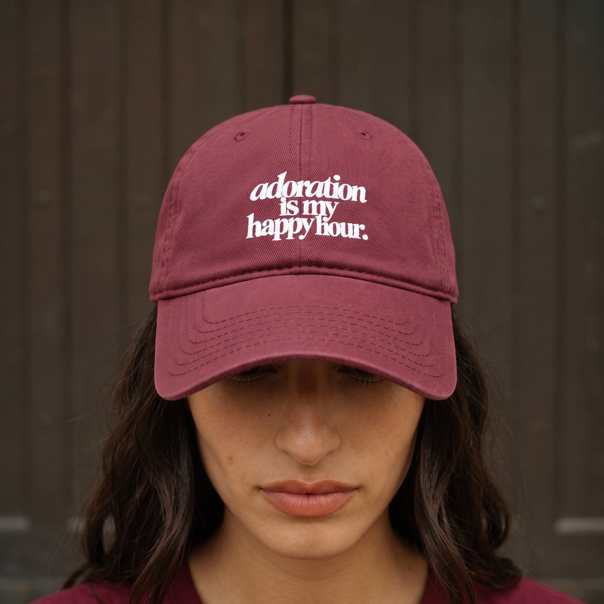 Adoration Is My Happy Hour Embroidered Cap